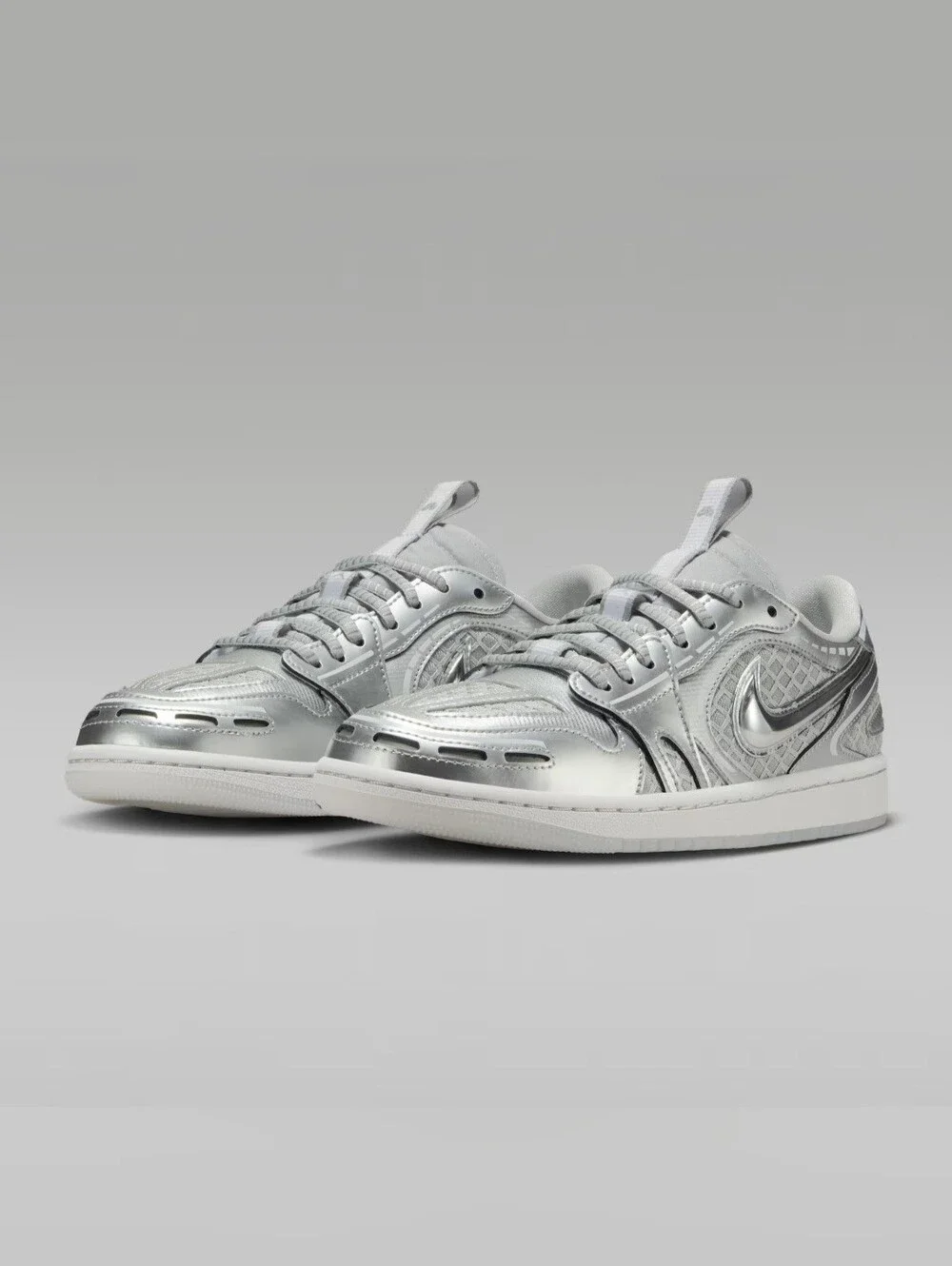 Nike Air Jordan 1 Low Method of Make Grey White Metallic Silver sneaker size 8.5